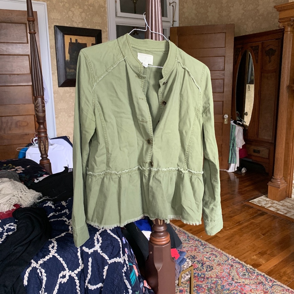 Caslon raw hem utility jacket in sage . Worn twice.